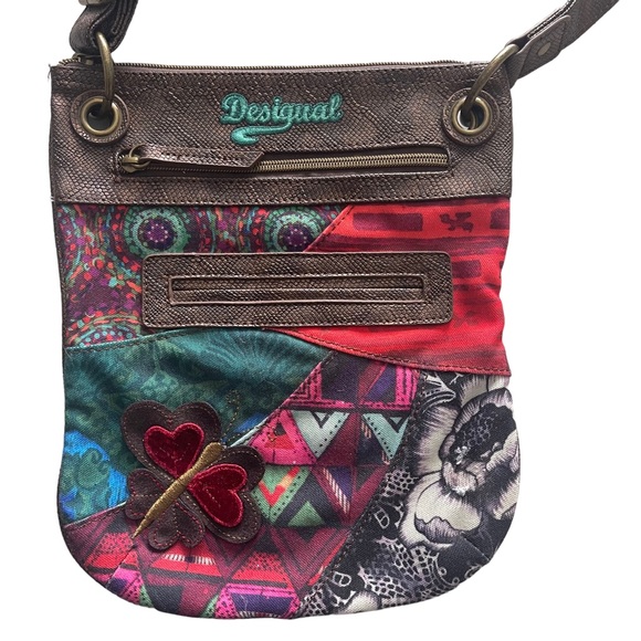 Desigual Crossbody Bag Patchwork Butterfly Adjustable Boho Embroidered NWOT - Picture 2 of 6